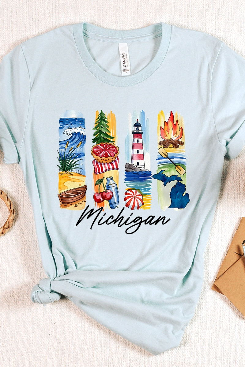 US3001-E3061MI Michigan State Brushstroke Graphic Tee $12.5