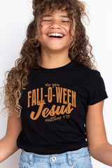 US3001Y-E3143Z Are You Fall O Ween Jesus Kids Graphic Tee $11