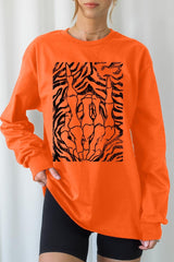 UL240-E3177 Skeleton Hands Zebra Graphic Long Sleeve Tee $13.75