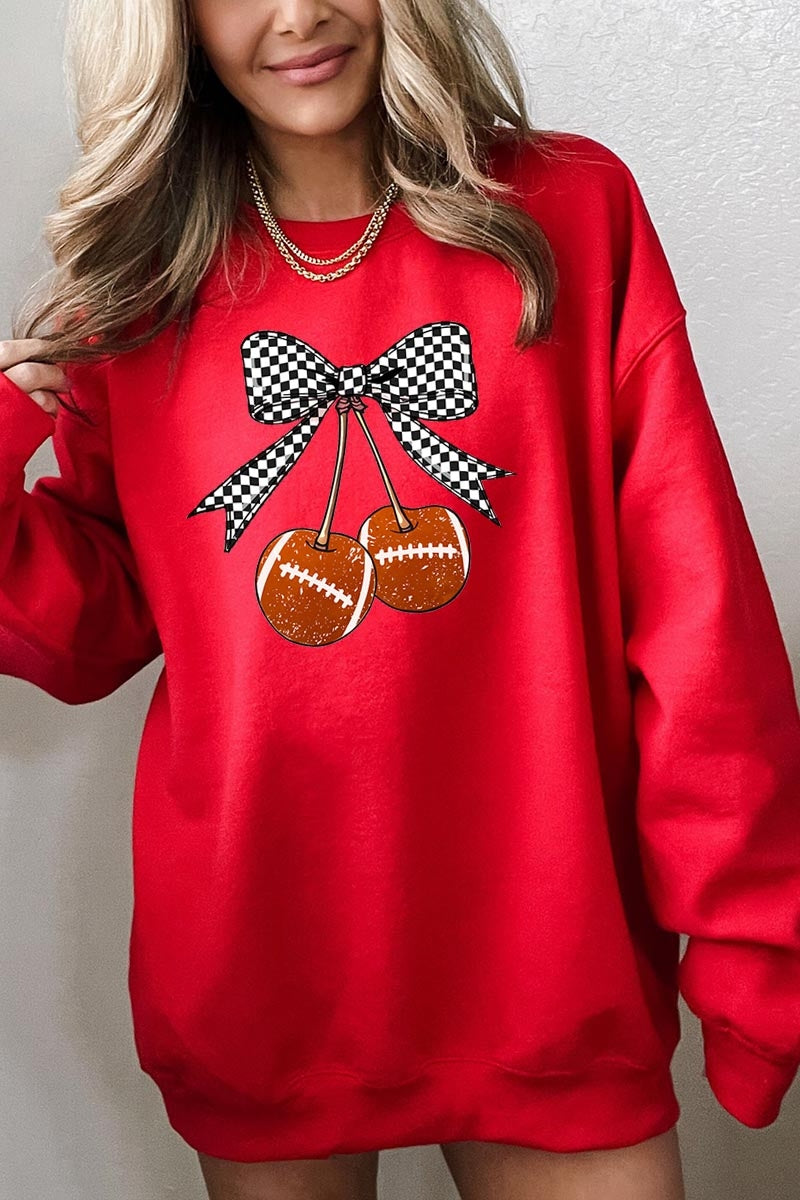 UL180-E3055 Football Cherries Graphic Sweatshirt $20