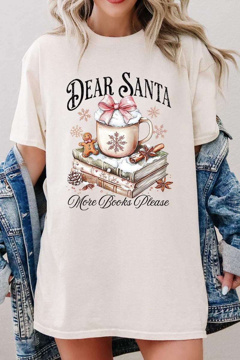 5000-E3205 Dear Santa Books Graphic Heavy Cotton Tee $9