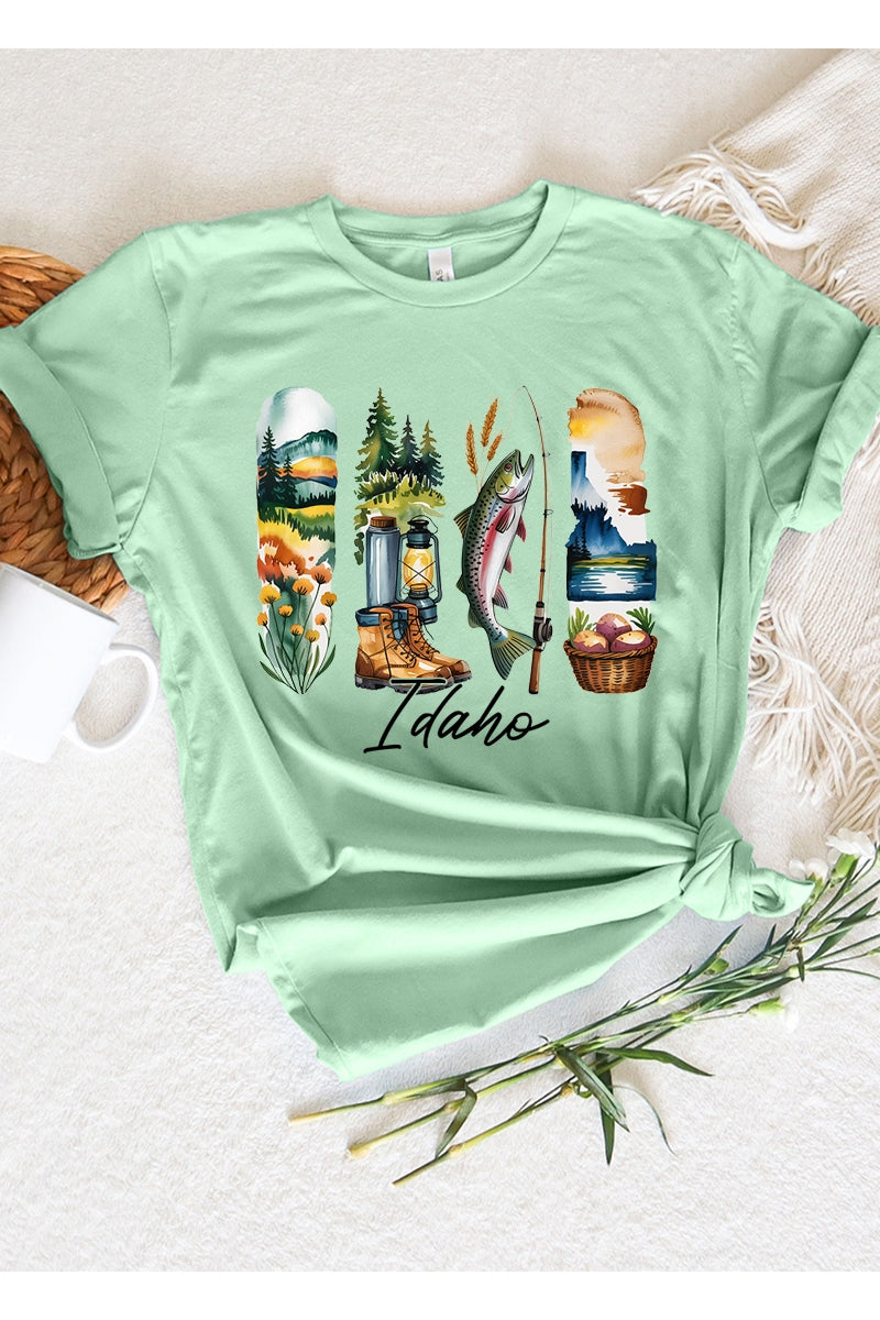 US3001P-E3061ID Idaho State Brushstroke Graphic Plus Tee $16