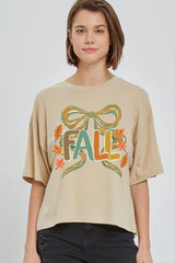 CTS-E3121 Fall Brushstroke Bow Graphic Relaxed Crop Top $11