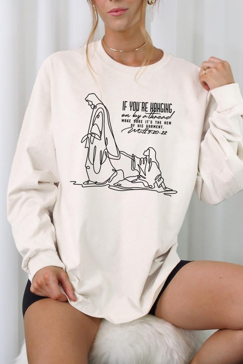 UL240-E3075 If Youu2019re Hanging On Graphic Long Sleeve Tee $13.75