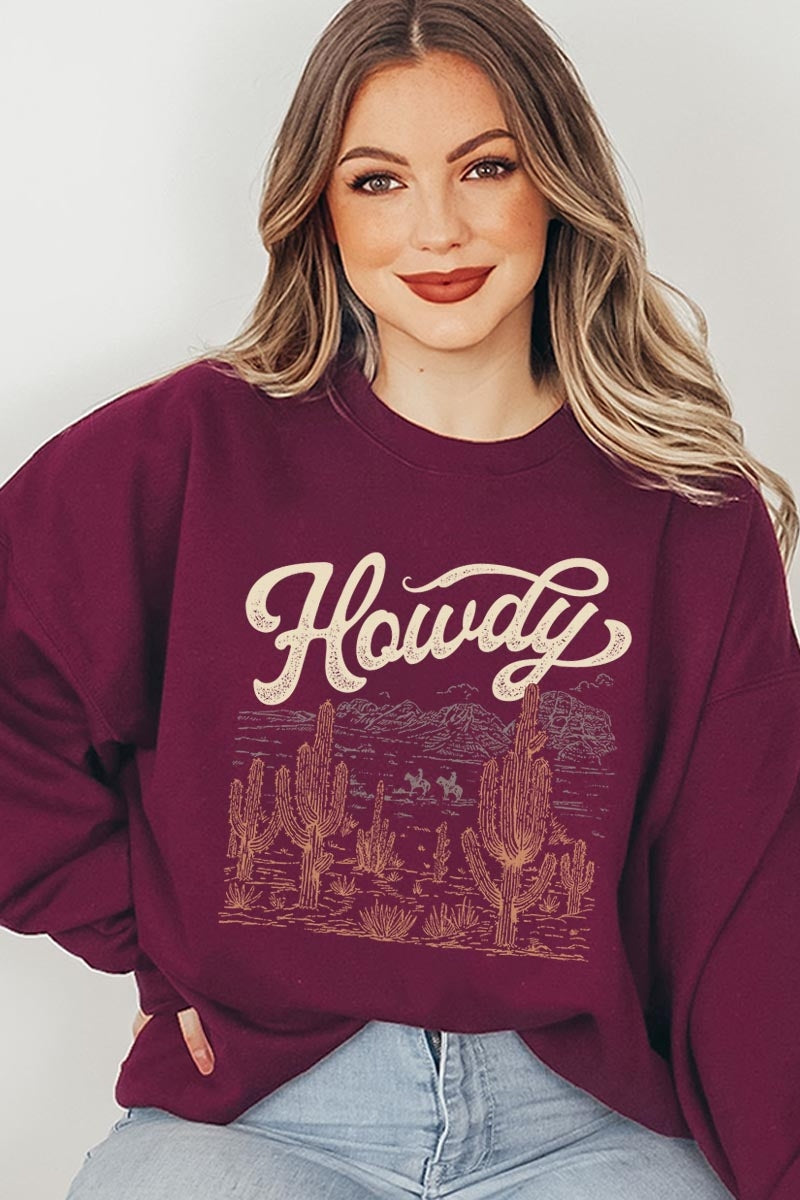 UL180P-E3095 Howdy Desert Western Graphic Plus Sweatshirt $25