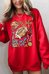 UL180P-E3072 Retro Floral Football Graphic Plus Sweatshirt $25
