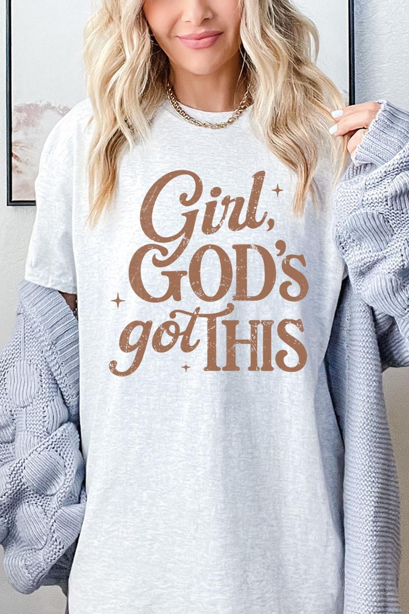 5000-E3102 Girl, Godu2019s Got This Graphic Heavy Cotton Tee $9