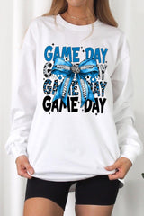 UL240P-E3089 Blue Silver Football Bow Plus Long Sleeve Tee $17