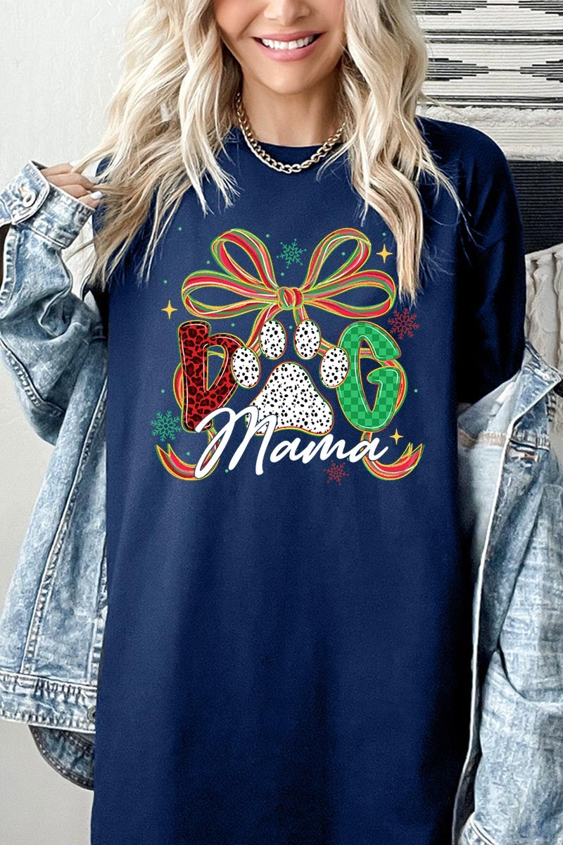 5000P-E3194 Dog Mama Christmas Paw Graphic Plus Heavy Cotton Tee $12.75
