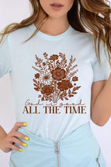 US3001P-E3116 God Is Good Floral Graphic Plus Tee $16