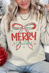 UL180P-E3197 Merry Christmas Bow Graphic Plus Sweatshirt $25