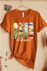 US3001P-E3061NE Nebraska State Brushstroke Graphic Plus Tee $16