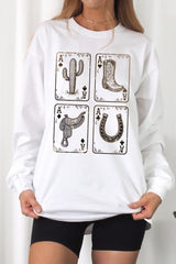 UL240P-E3094 Western Cowgirl Card Graphic Plus Long Sleeve Tee $17