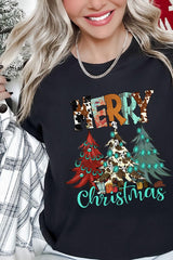 US3001-E3200 Merry Christmas Trees Graphic Tee $12.5