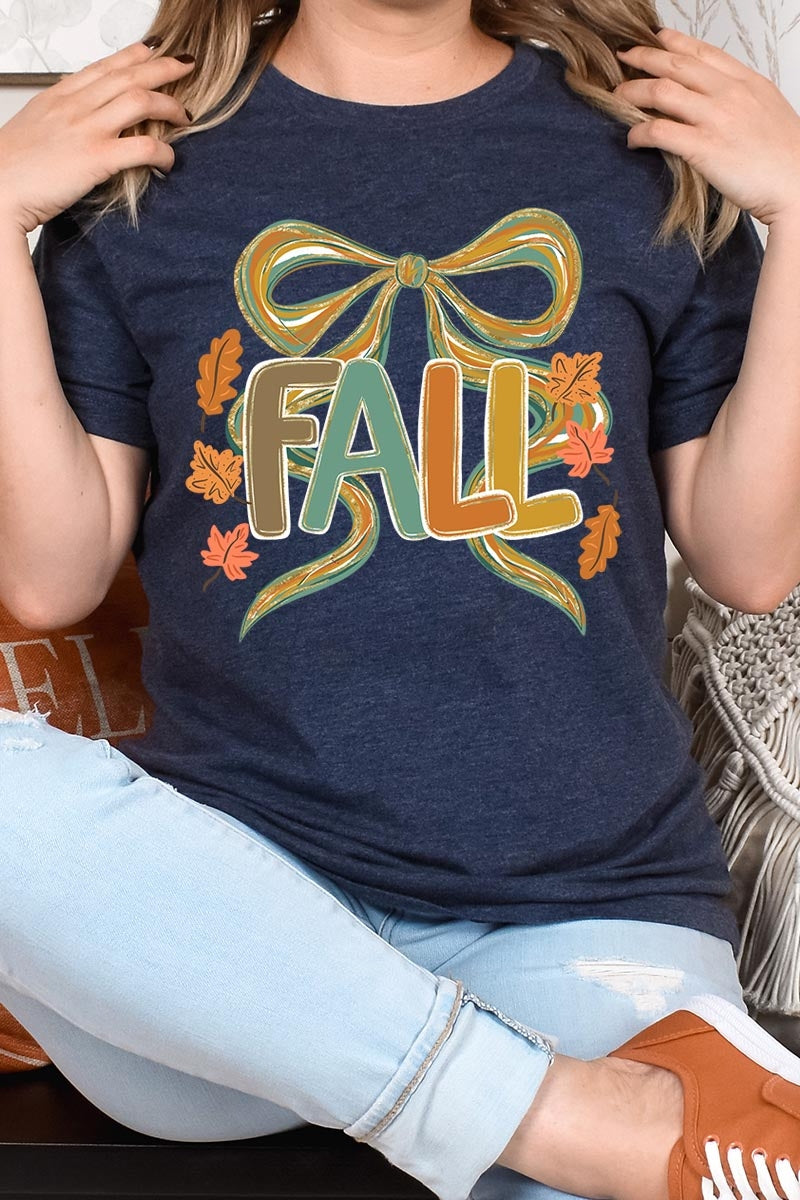 US3001P-E3121 Fall Brushstroke Bow Graphic Plus Tee $16