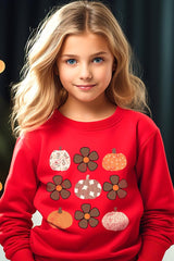 UL180B-E3117Z Pumpkins & Flowers Fall Kids Graphic Sweatshirt $20