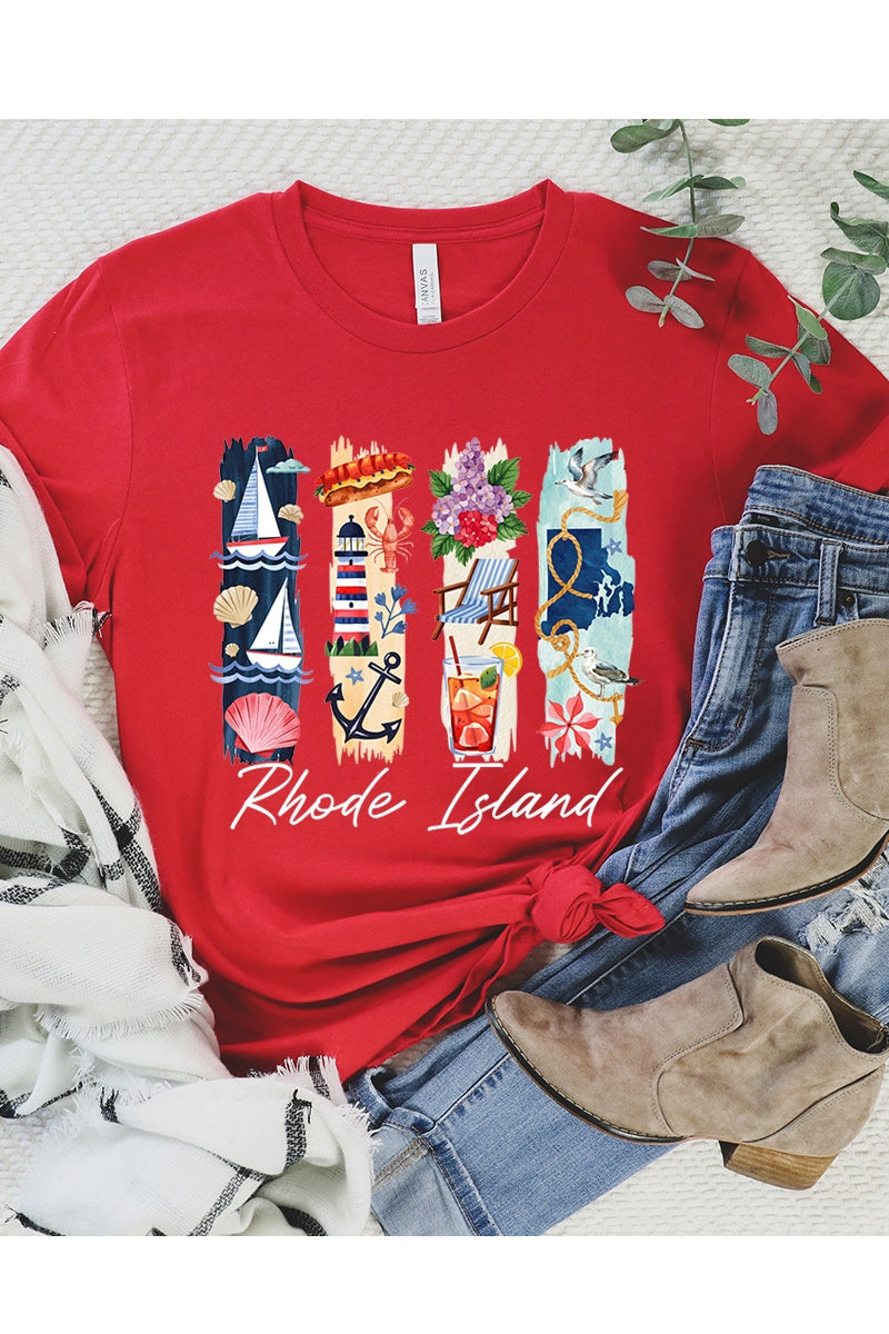 US3001P-E3061RI Rhode Island State Brushstroke Graphic Plus Tee $16