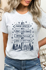 US3001-E3189 Ski Lodge Signs Graphic Tee $12.5