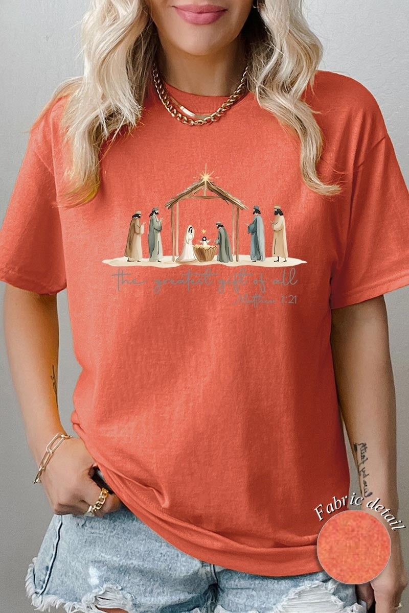 5000P-E3183 Nativity Gift Graphic Plus Heavy Cotton Tee $12.75