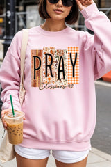 UL180P-E3166 Pray Fall Christian Graphic Plus Sweatshirt $25