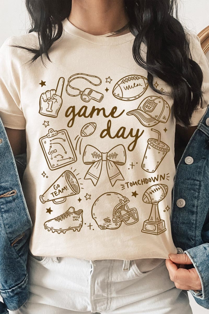US3001-E3081 Football Doodles Graphic Tee $12.5