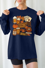 UL240P-E3119 Retro Fall Collage Graphic Plus Long Sleeve Tee $17