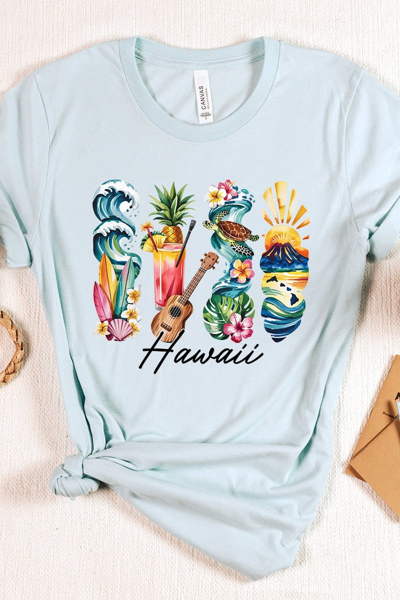 US3001-E3061HI Hawaii State Brushstroke Graphic Tee $12.5