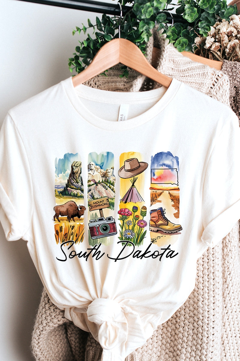 US3001-E3061SD South Dakota State Brushstroke Graphic Tee $12.5
