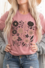 US3001-E3178 Fall Floral Garden Graphic Tee $12.5