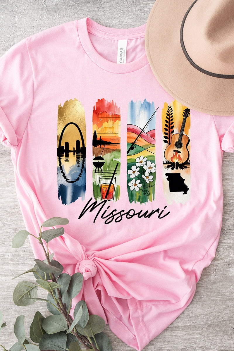 US3001-E3061MO Missouri State Brushstroke Graphic Tee $12.5