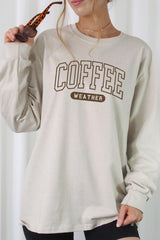 UL240P-E3207 Coffee Weather Graphic Plus Long Sleeve Tee $17