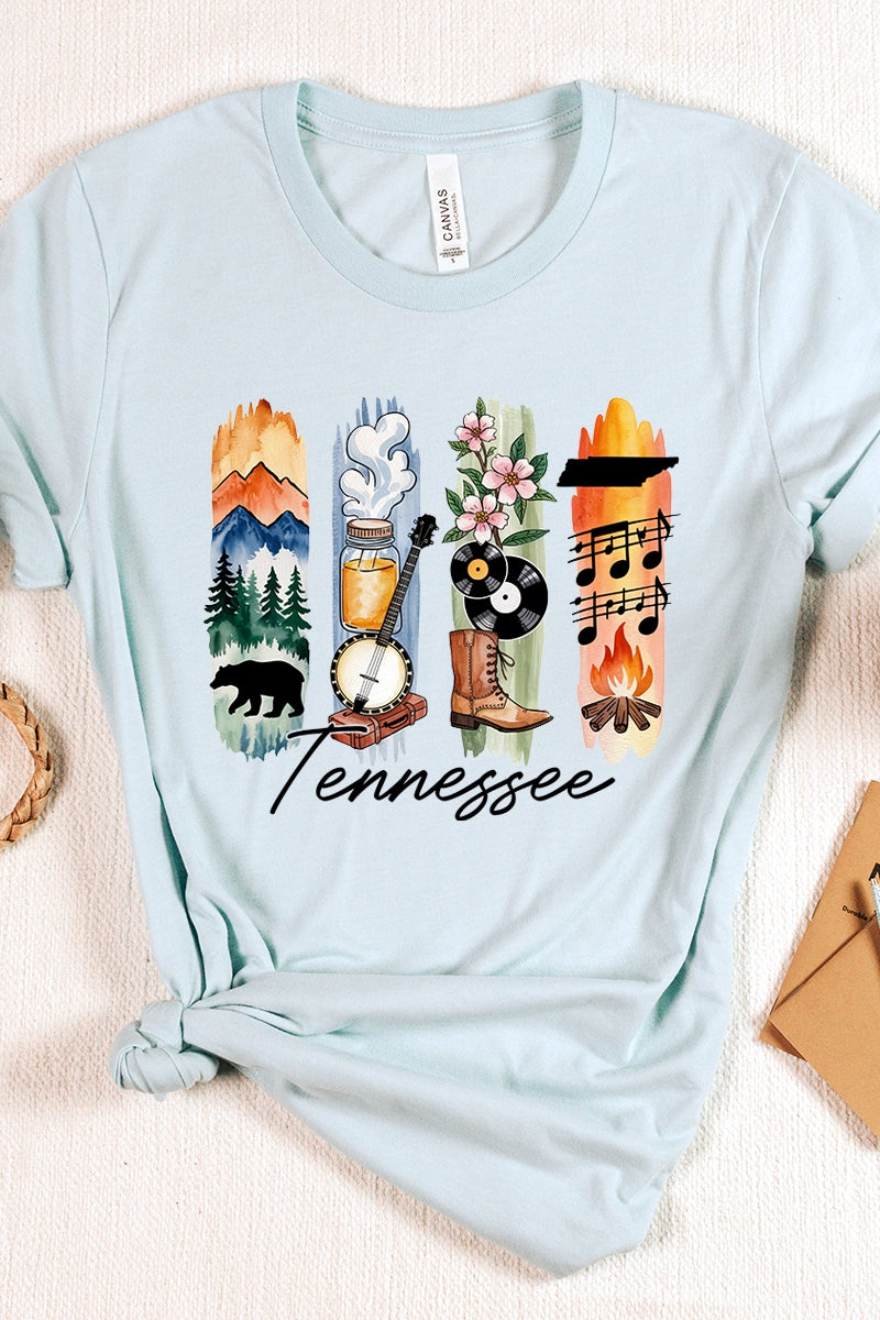 US3001-E3061TN Tennessee State Brushstroke Graphic Tee $12.5