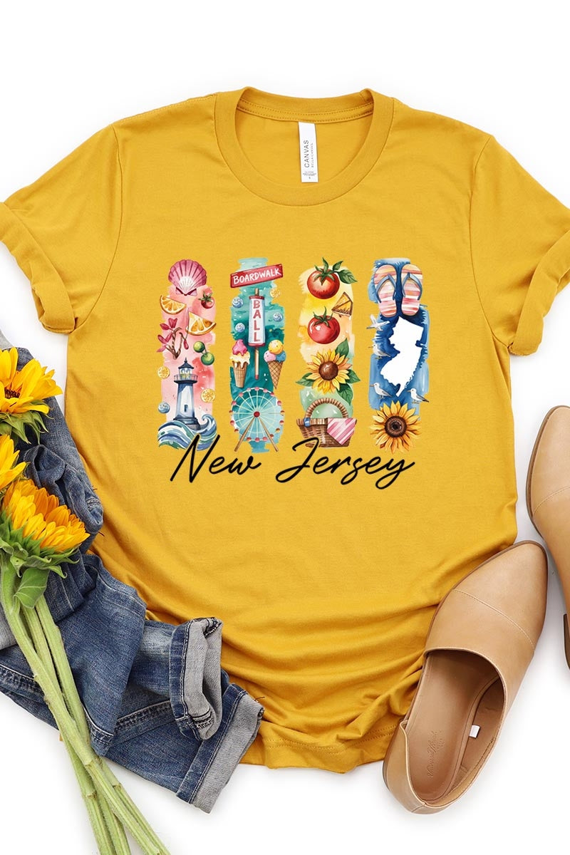 US3001-E3061NJ New Jersey State Brushstroke Graphic Tee $12.5