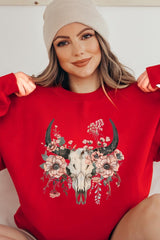 UL180-E3113 Western Skull Floral Graphic Sweatshirt $20