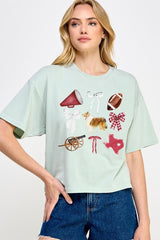 CTS-E3079 Texas Football Graphic Relaxed Crop Top $11