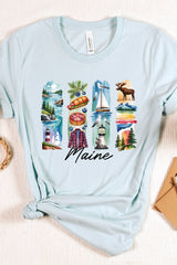 US3001-E3061ME Maine State Brushstroke Graphic Tee $12.5