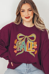 UL180-E3121 Fall Brushstroke Bow Graphic Sweatshirt $20