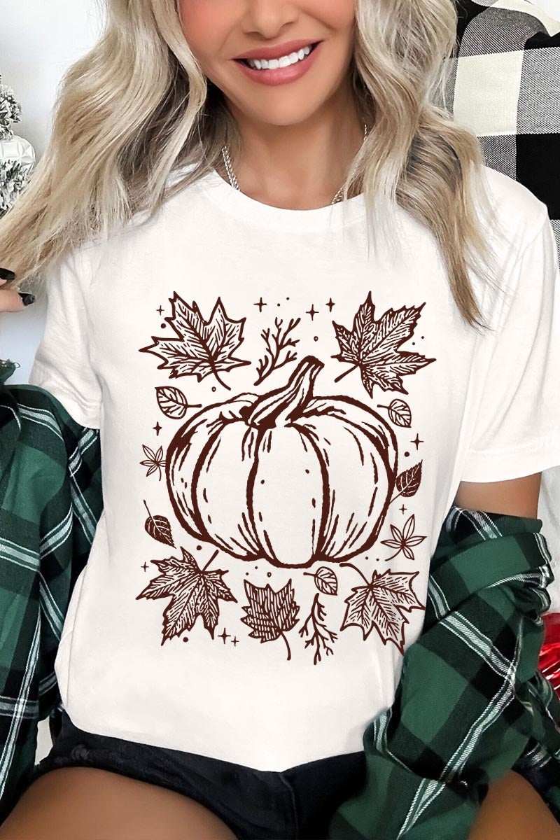 US3001-E3162 Fall Pumpkin Graphic Tee $12.5