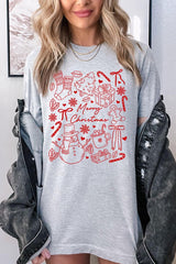 US3001-E3181 Christmas Doodle Graphic Tee $12.5