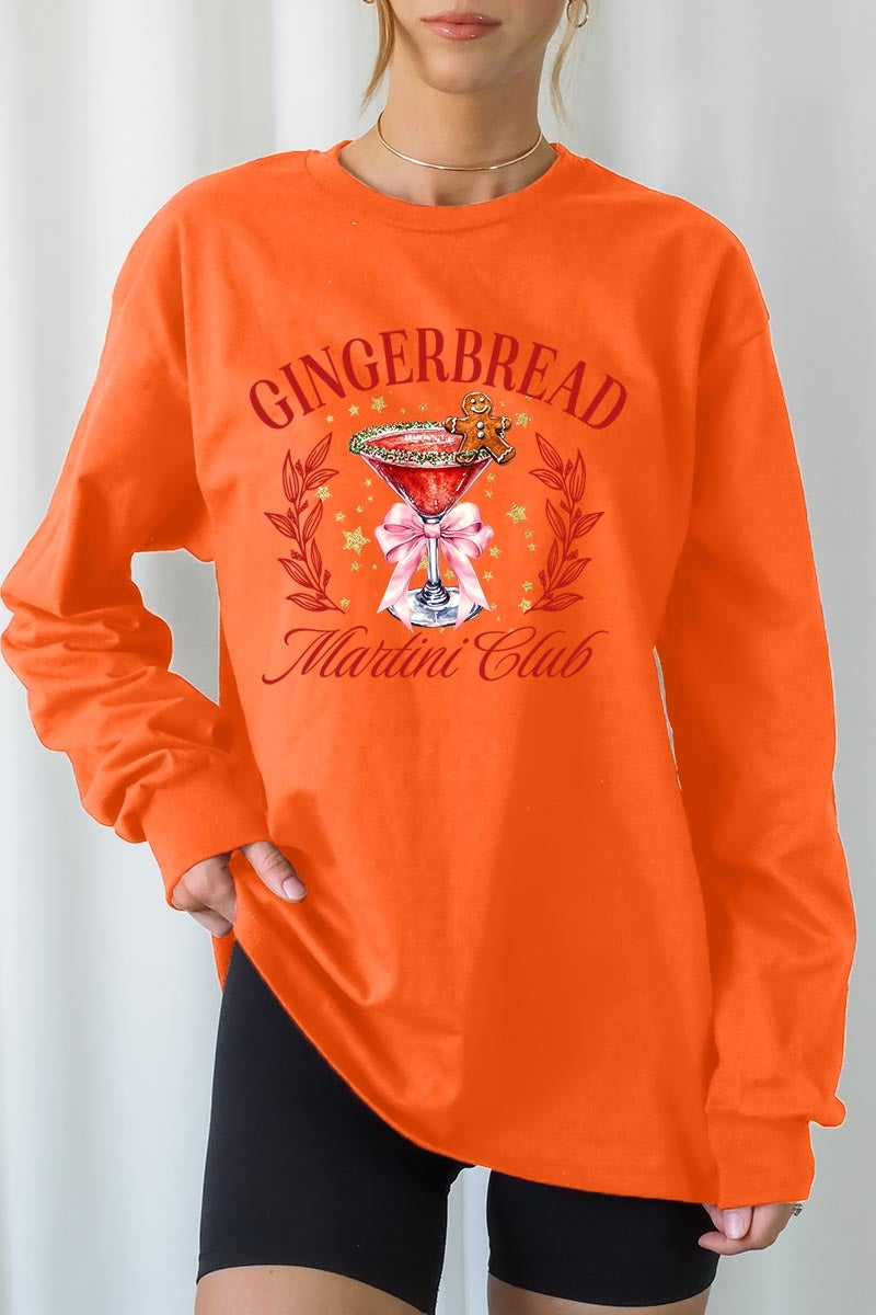 UL240P-E3216 Gingerbread Martini Club Graphic Plus Long Sleeve Tee $17