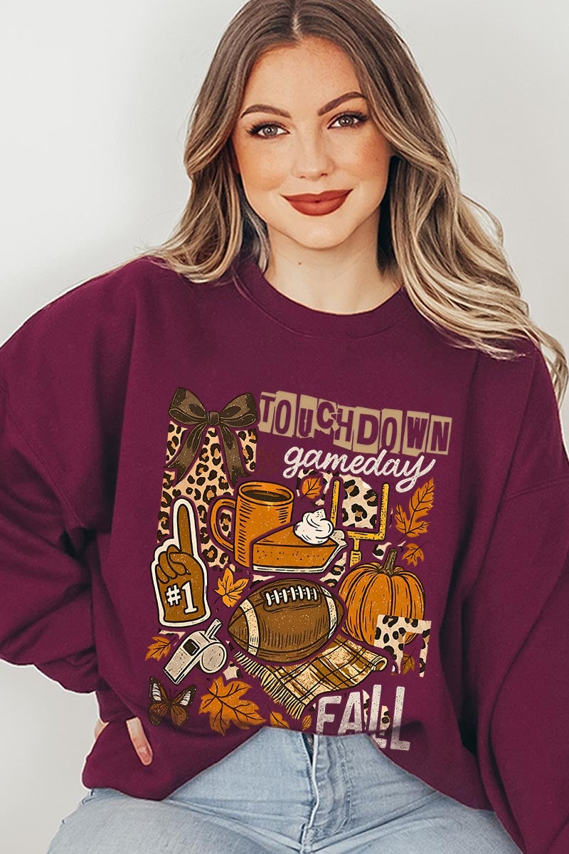 UL180P-E3134 Fall Football Collage Graphic Plus Sweatshirt $25