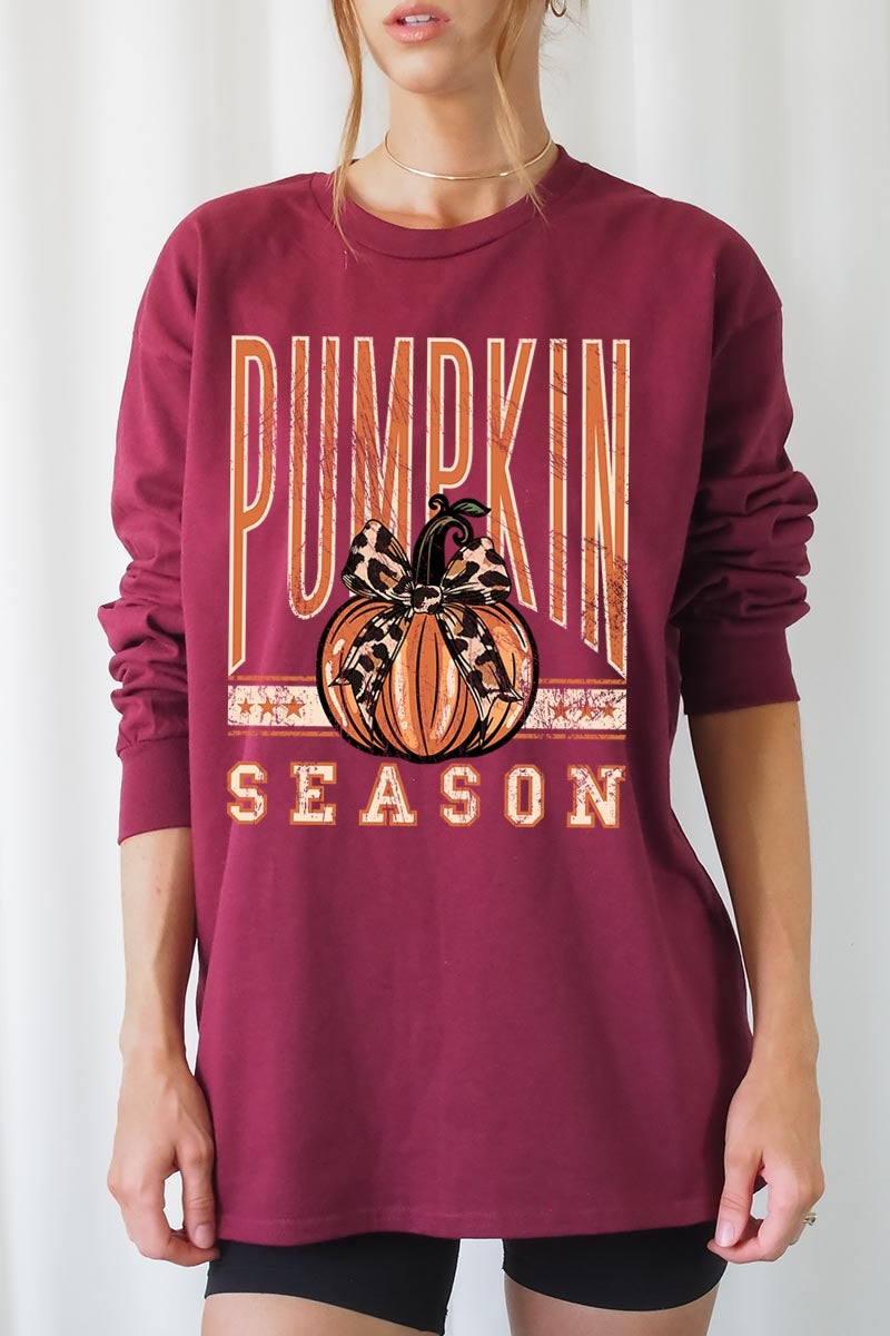 UL240-E3145 Pumpkin Season Graphic Long Sleeve Tee $13.75