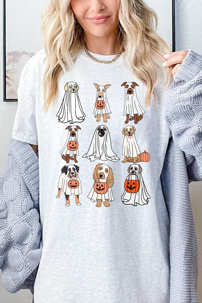 5000-E3106 Halloween Ghost Dog Graphic Heavy Cotton Tee $9