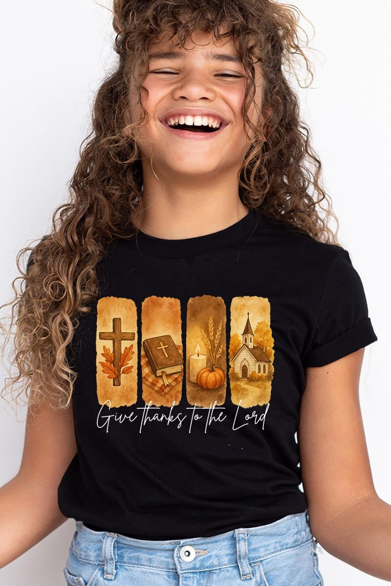 US3001Y-E3169Z Give Thanks To The Lord Kids Graphic Tee $11
