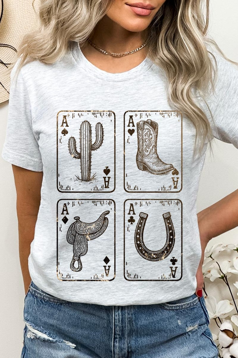 US3001P-E3094 Western Cowgirl Card Graphic Plus Tee $16