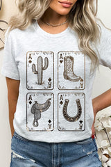 US3001-E3094 Western Cowgirl Card Graphic Tee $12.5