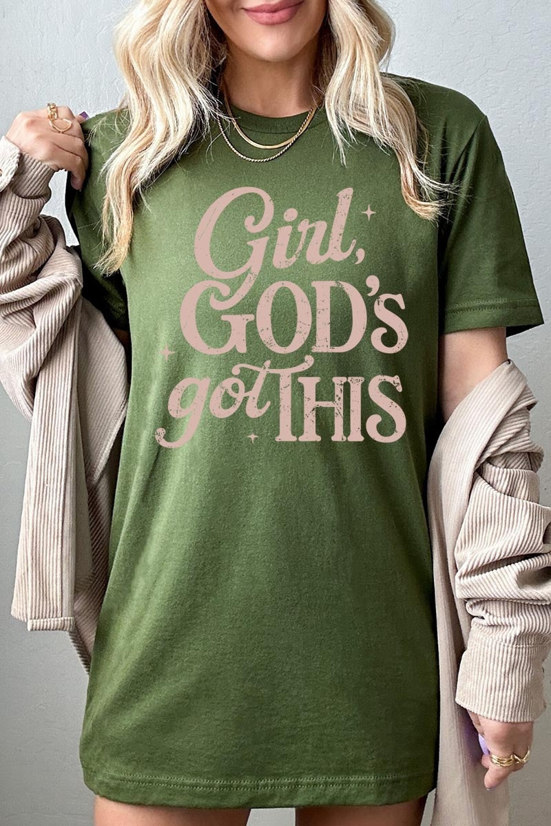 US3001-E3102 Girl, Godu2019s Got This Graphic Tee $12.5