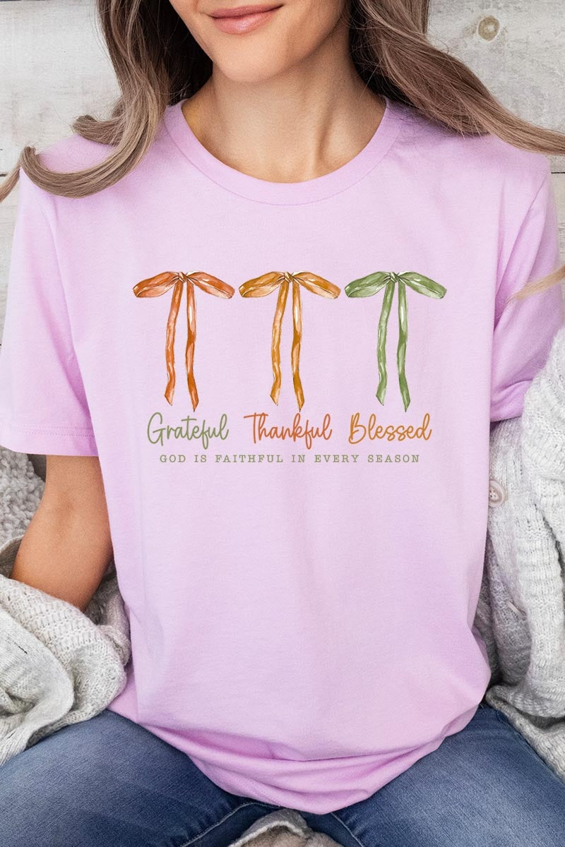 US3001-E3111 Grateful Thankful Blessed Graphic Tee $12.5