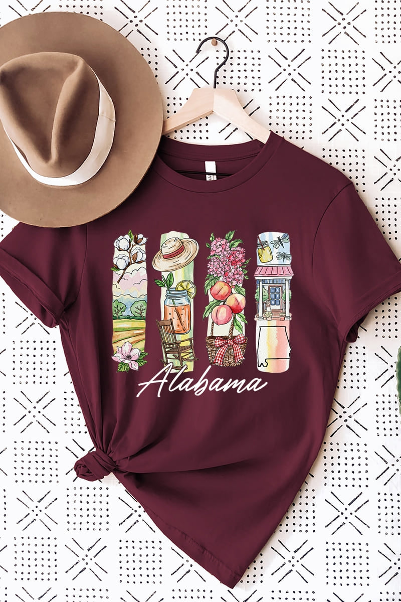 US3001P-E3061AL Alabama State Brushstroke Graphic Plus Tee $16