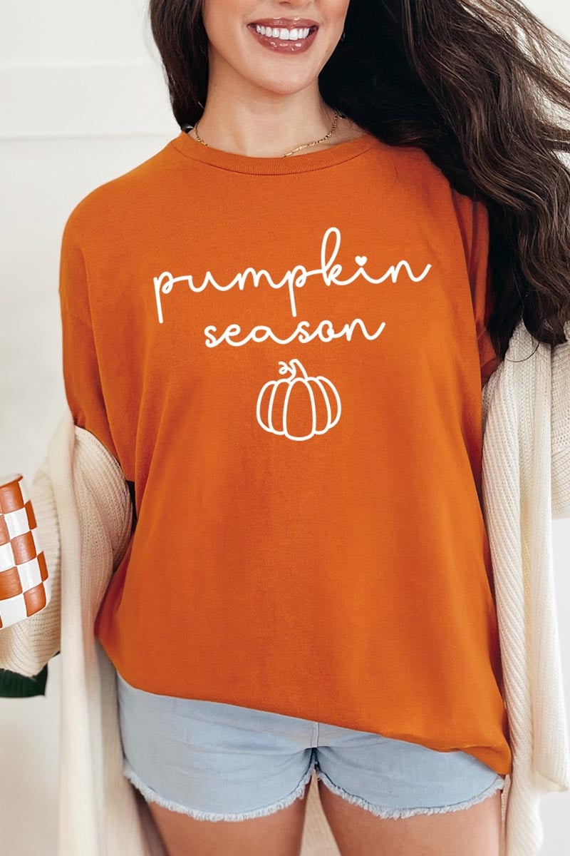 5000-E3152 Pumpkin Season Graphic Heavy Cotton Tee $9